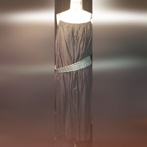 H&M Black Strapless Linen-Blend Maxi Dress